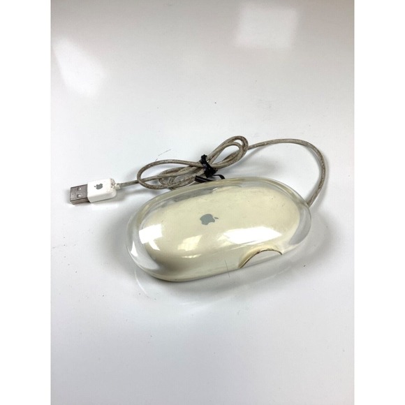 Original Apple Macintosh Pro Mouse M5769 White Clear USB Wired Optical TESTED - Picture 1 of 4